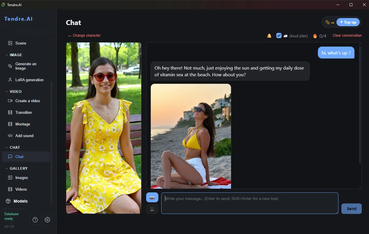 Chat, and she sends photos